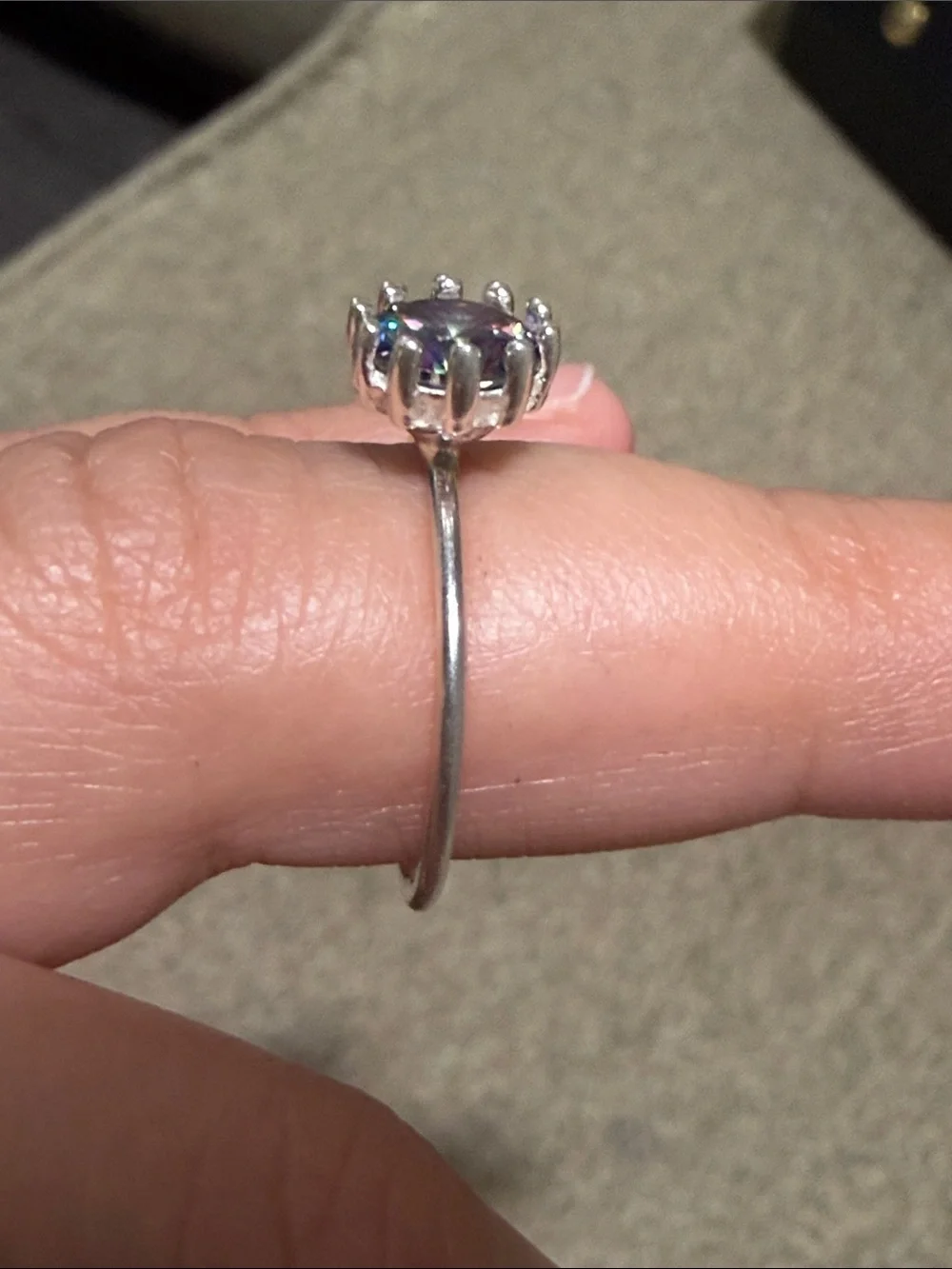 950 silver ring with blue-green mystical topaz Sz 8 Made in Peru